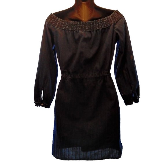 XS Rag & Bone Jean 'Drew' NWT Off The Shoulder Blue Chambray Shift Dress Denim - Picture 4 of 6
